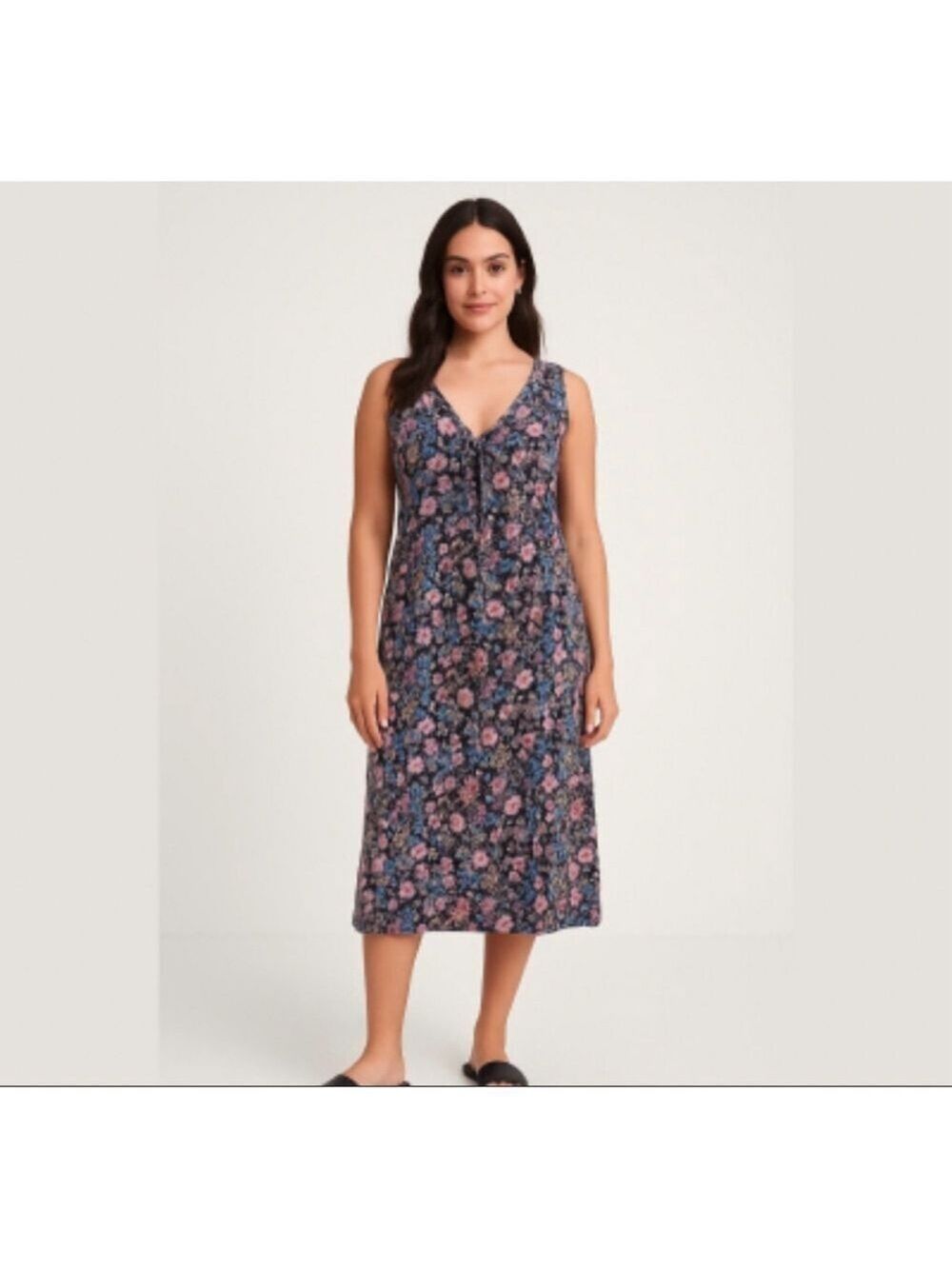 58 Inga Floral paisleys maxi jersey knit viscose summer dress bohemian Sz M-L